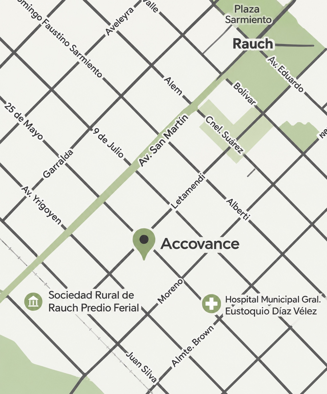 Mapa de la ubicación de Accovance en Letamendi 188, Rauch